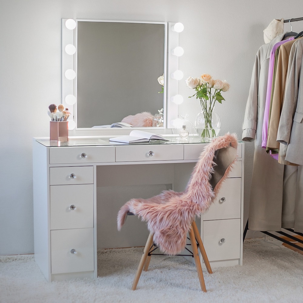 Vanity table for makeup, skincare and getting ready