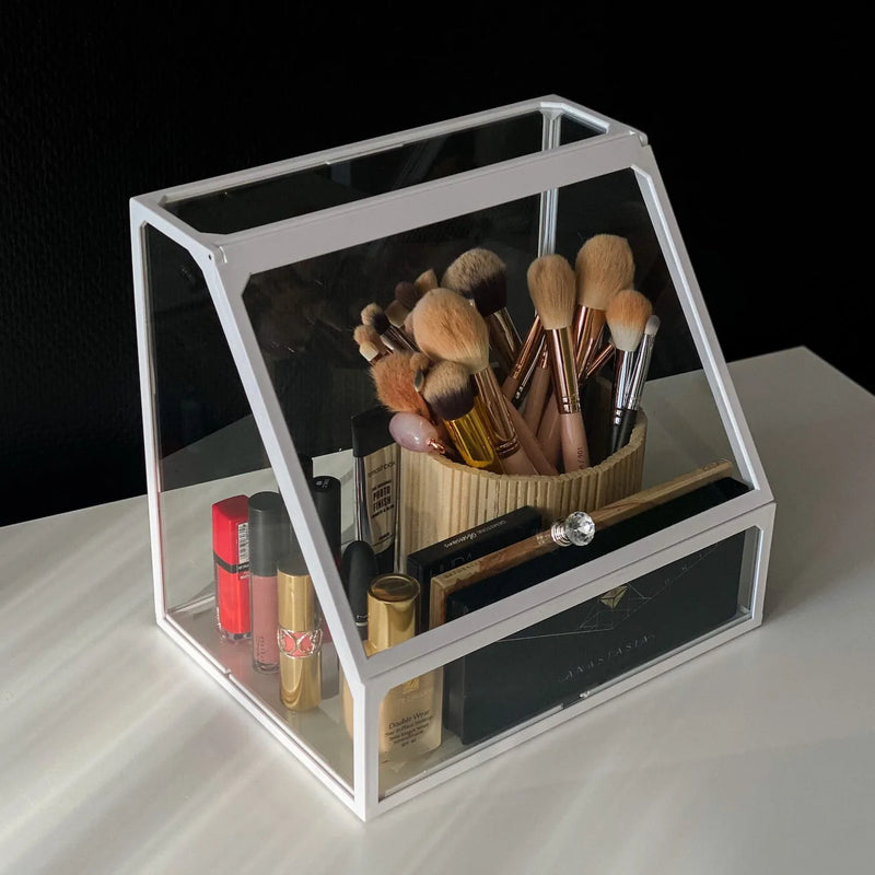 White makeup organizer for beauty essentials