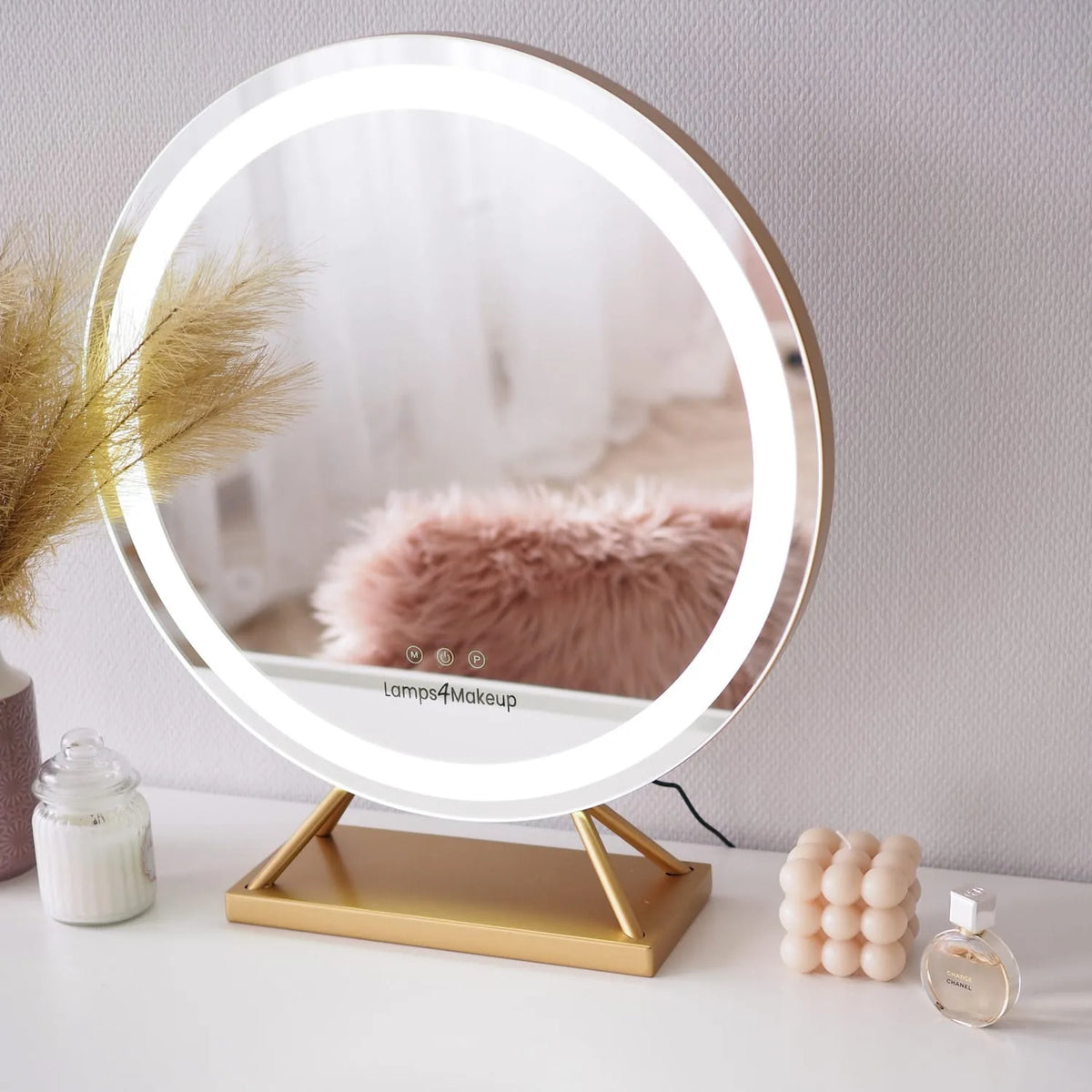 Rund LED-sminkspegel