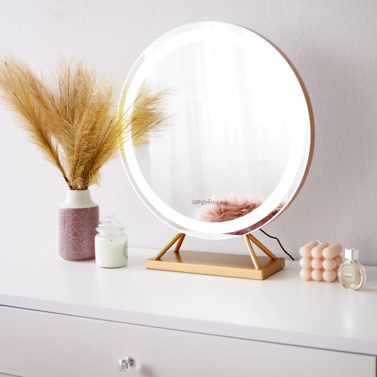 Rund LED-sminkspegel
