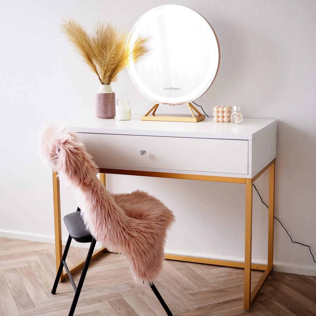 Rund LED-sminkspegel