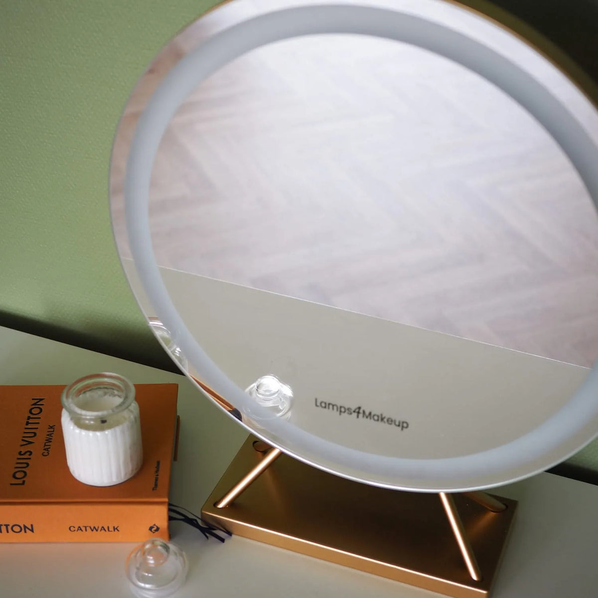 Rund LED-sminkspegel