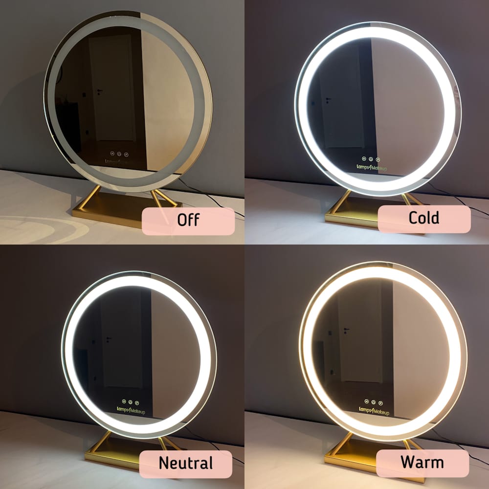 Rund LED-sminkspegel